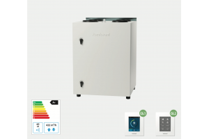 Rekuperatorius Komfovent Domekt-CF-400-V plokštelinis entalpinis, automatika C6M, dešininis, su el. šildytuvu, be valdymo pulto, filtras F7/M5 Vertikalus CF-400-V-R1-F7/M5-C6M-ER